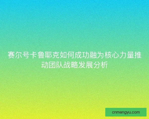 赛尔号卡鲁耶克如何成功融为核心力量推动团队战略发展分析