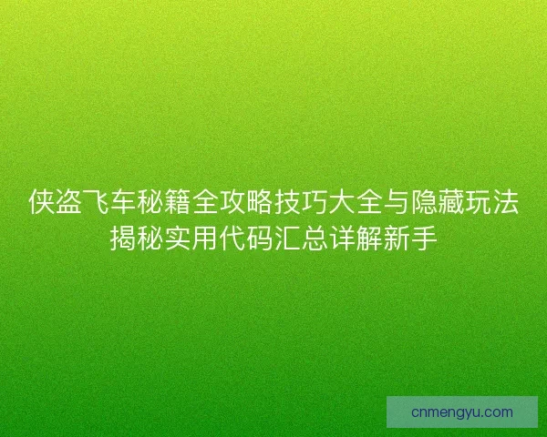 侠盗飞车秘籍全攻略技巧大全与隐藏玩法揭秘实用代码汇总详解新手